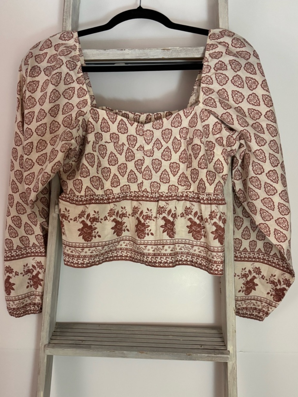 Sim & Sam womens medium Peasant Blouse, linen, Bohemian, milkmaid, romantic, NWT